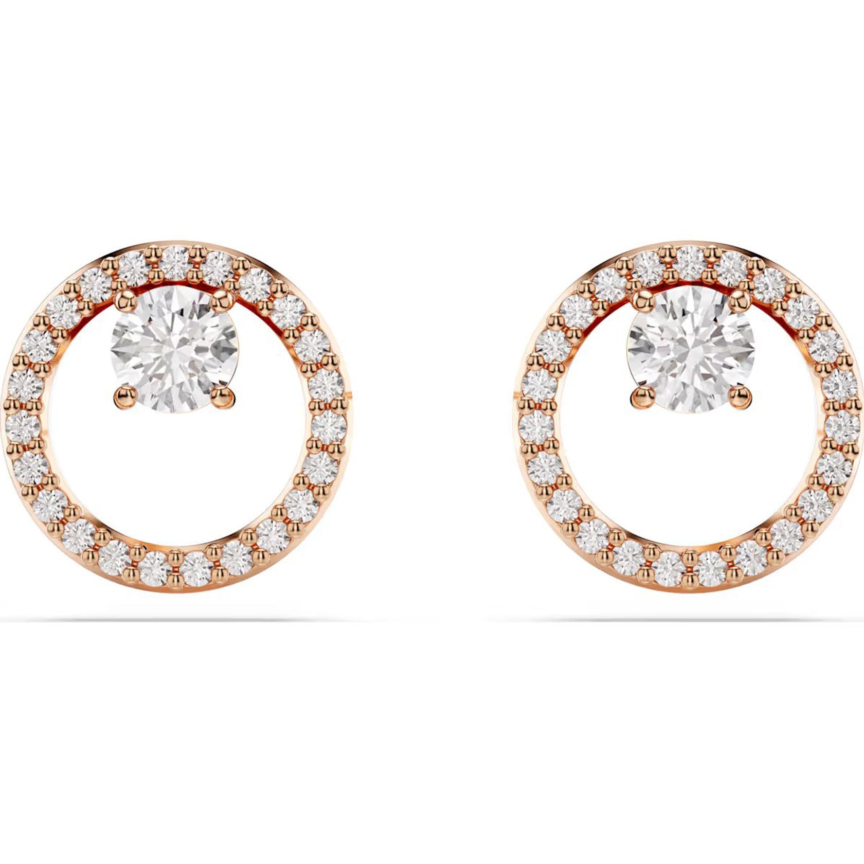 アクセサリー Swarovski Constella stud earrings Constella stud earrings, Round cut, White, Rhodium plated