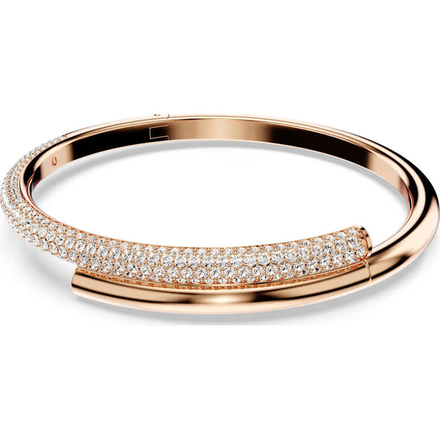 Swarovski Dextera bangle, Medium, Magnetic closure, White, Rose gold-tone plated