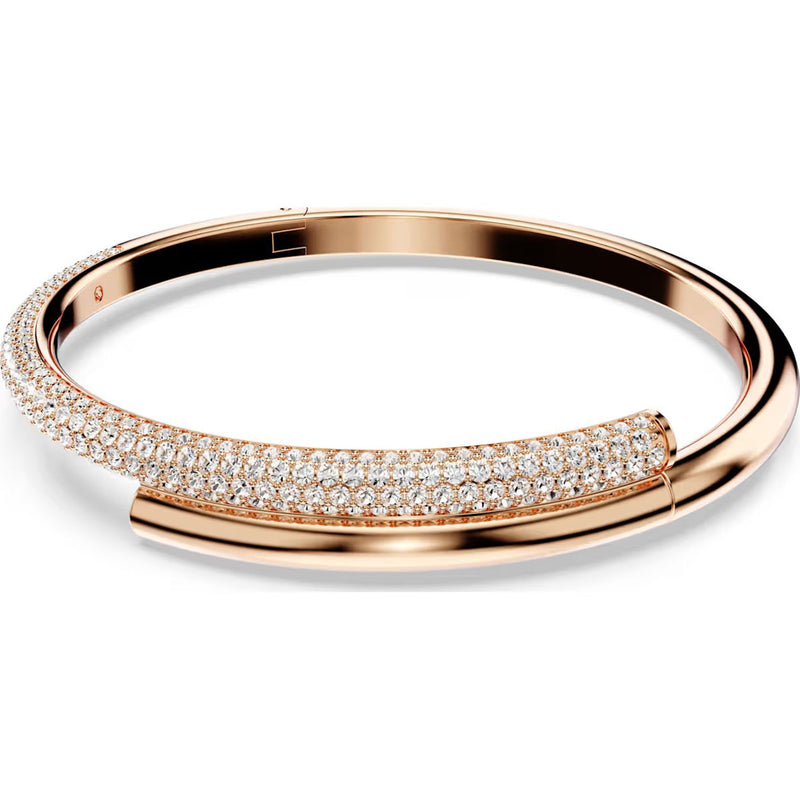 Swarovski Dextera bangle, Medium, Magnetic closure, White, Rose gold-tone plated