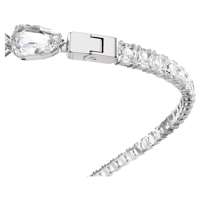 Swarovski Matrix open necklace, Mixed cuts, White, Rhodium plated