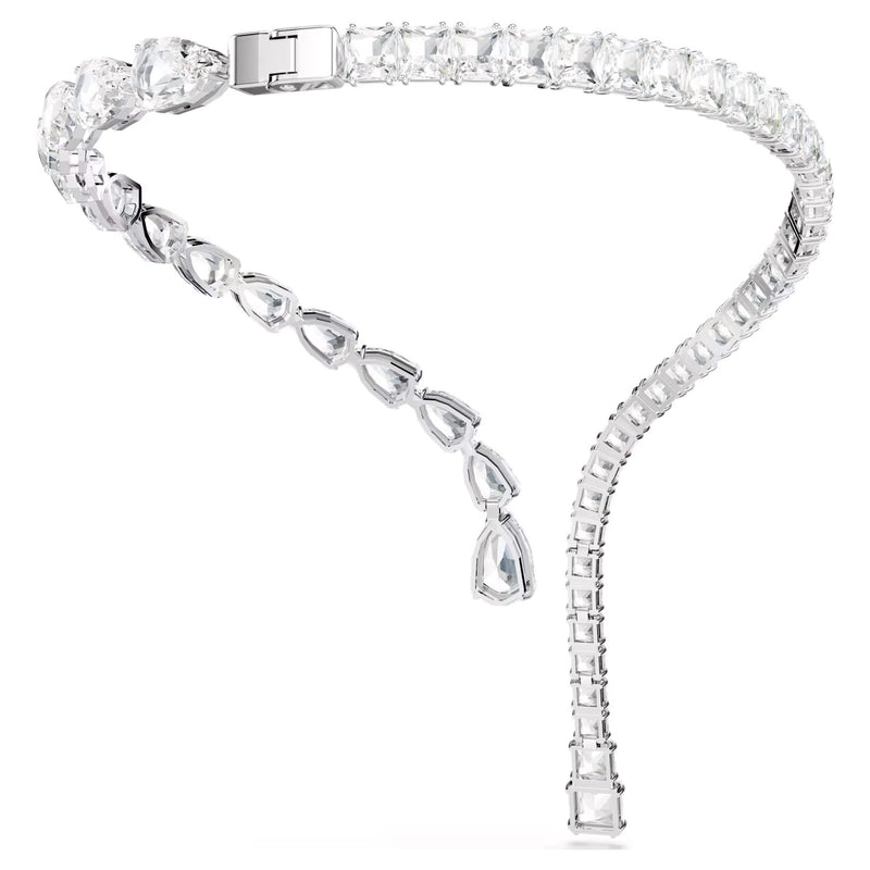 Swarovski Matrix open necklace, Mixed cuts, White, Rhodium plated