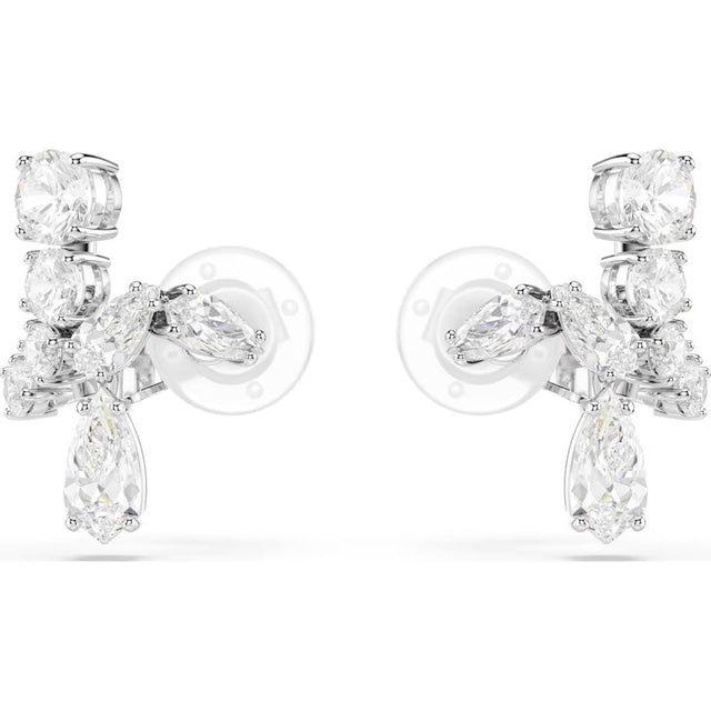 Swarovski Matrix clip earrings, Mixed cuts, White, Rhodium plated