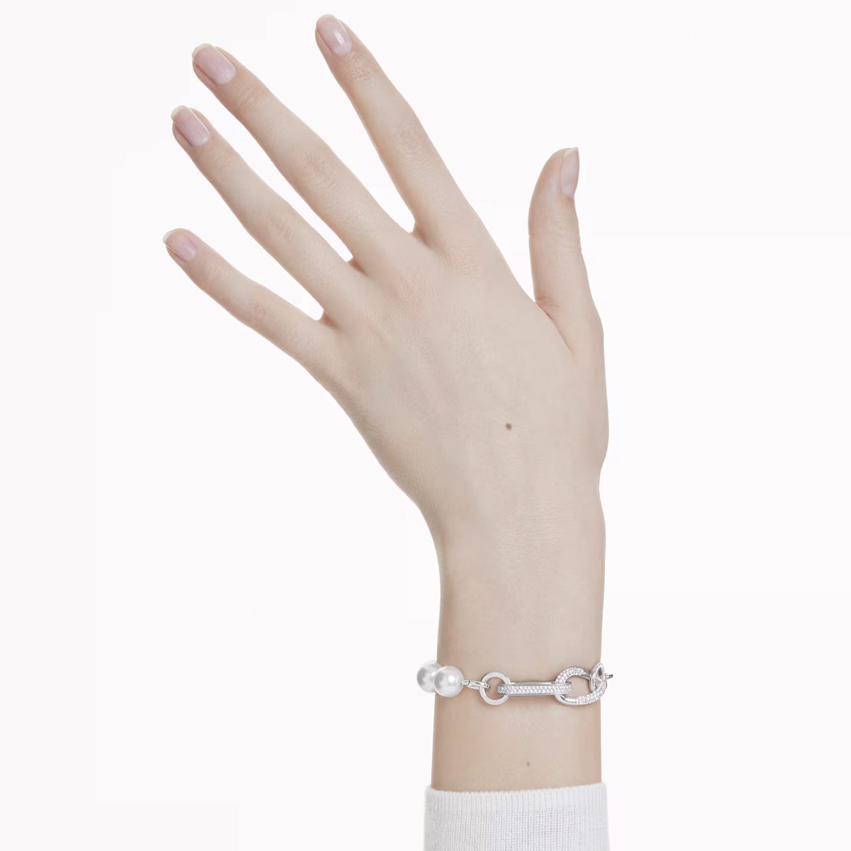 Swarovski Dextera bracelet, Crystal pearl, Mixed links, White