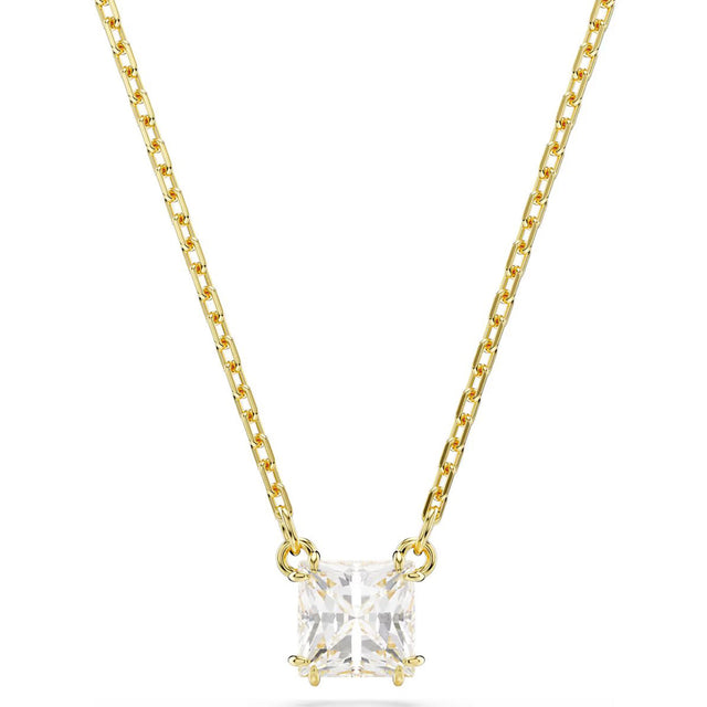 Swarovski Stilla pendant, Square cut, White, Gold-tone plated
