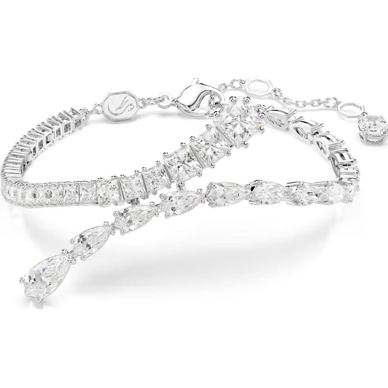 Swarovski Matrix bracelet, Mixed cuts, White, Rhodium plated