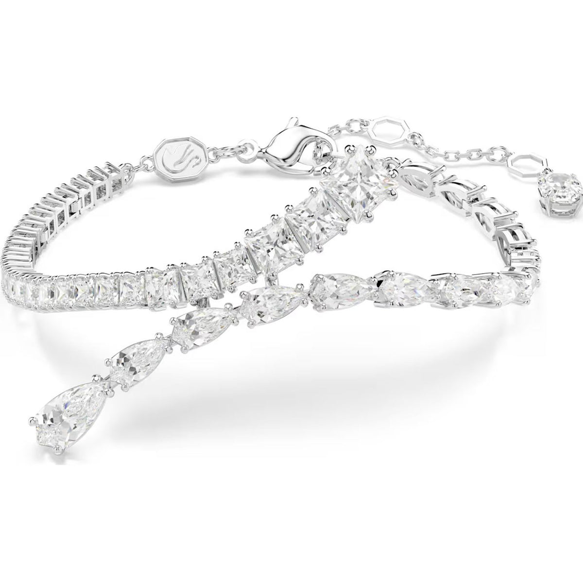 Swarovski Jewellery Matrix bracelet, Mixed cuts, White, Rhodium plated ...