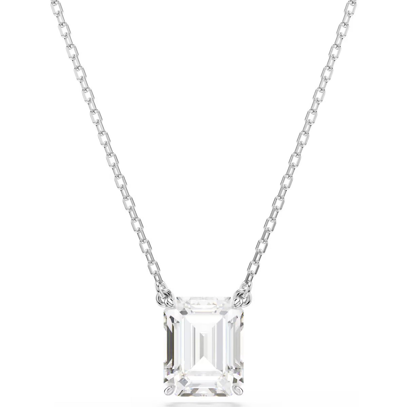 Swarovski Jewellery Stilla pendant, Octagon cut, White, Rhodium