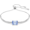 Swarovski Matrix Tennis bracelet, Mixed cuts, Single Gem, Blue, Rhodium plated