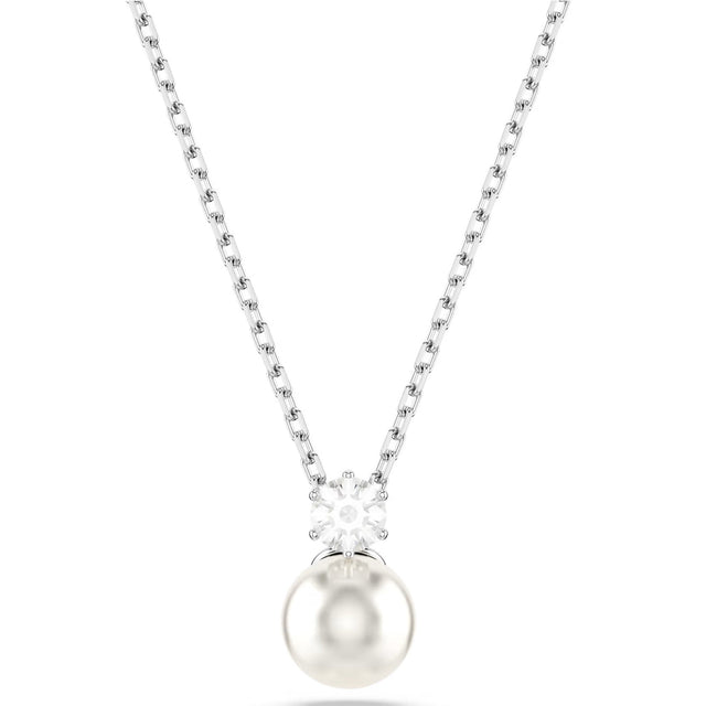 Swarovski Matrix pendant, Crystal pearl, Round cut, White, Rhodium plated