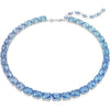 Swarovski Millenia necklace, Octagon cut, Color gradient, Blue, Rhodium plated