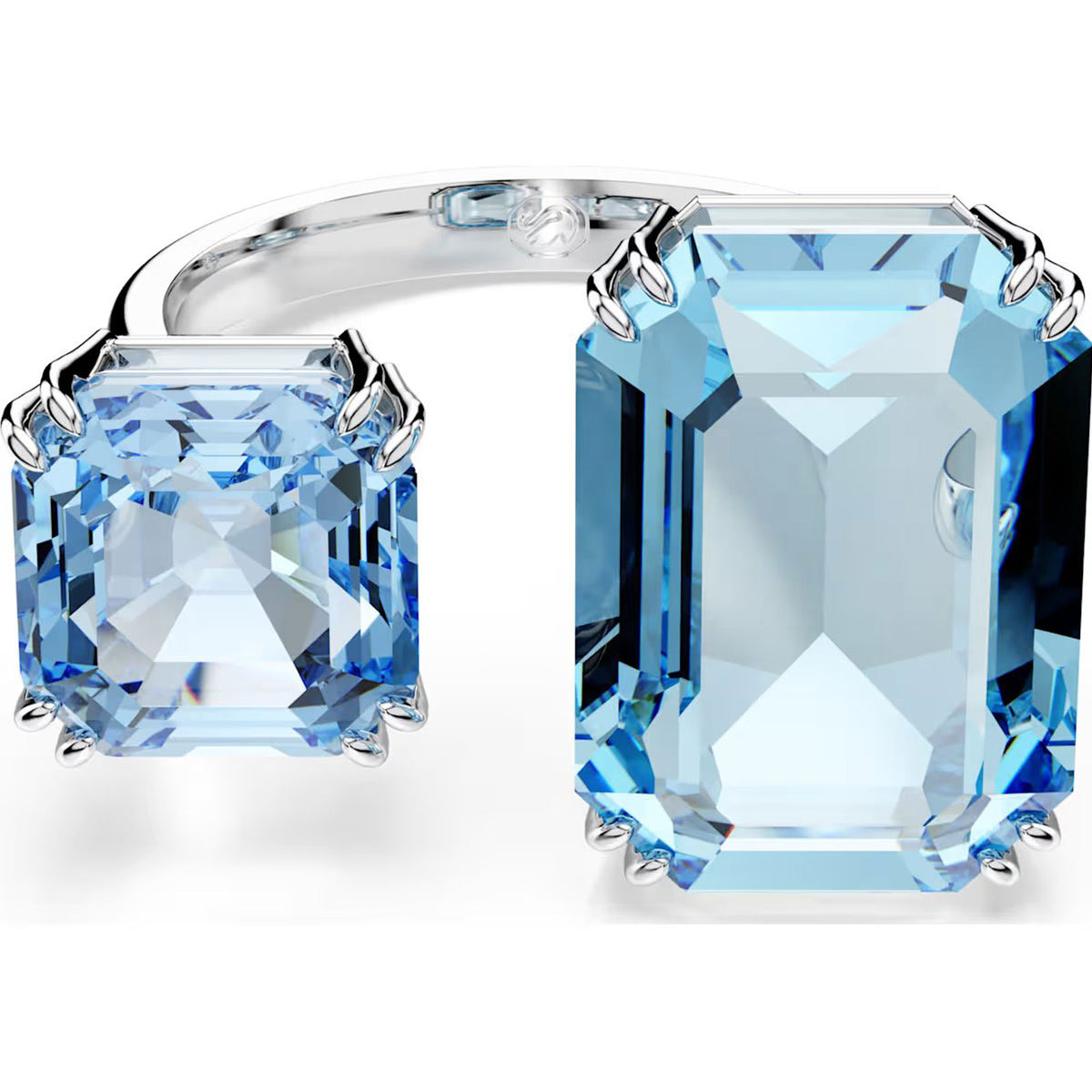 Swarovski Jewellery Millenia open ring, Size 50, Octagon cut, Blue ...