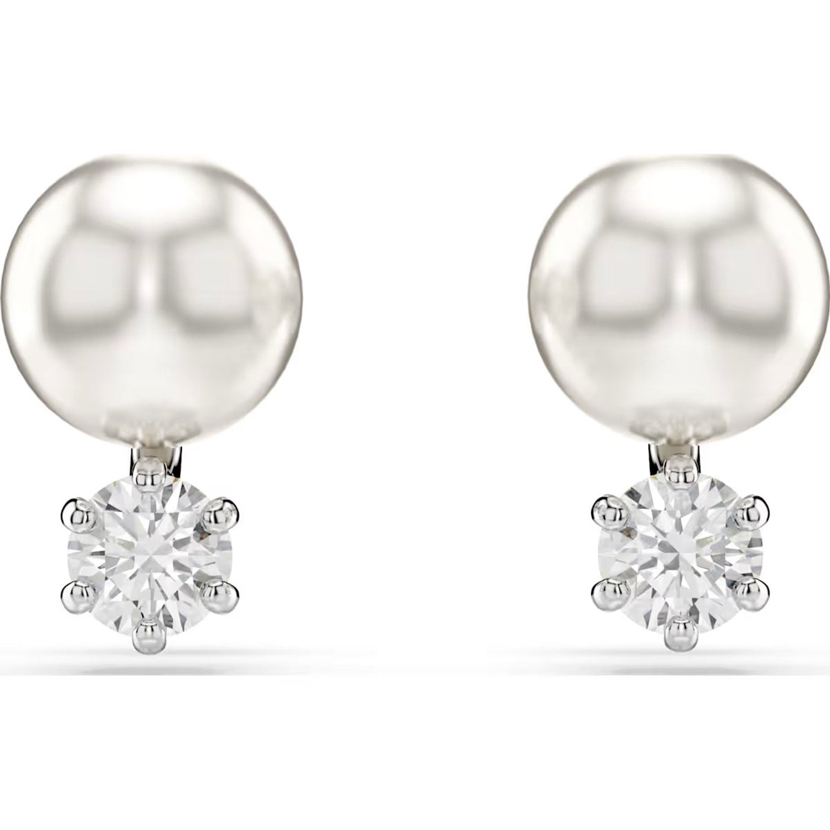 Swarovski Jewellery Matrix stud earrings, Crystal pearl, Round cut