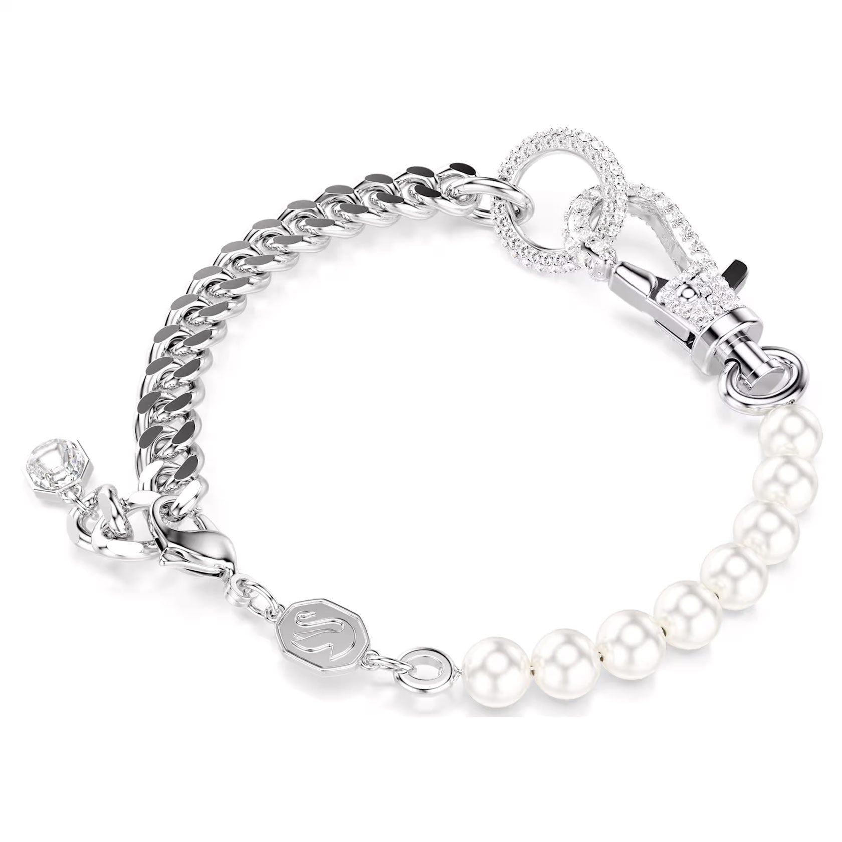Swarovski Dextera bracelet, Pavé, Crystal pearl, White