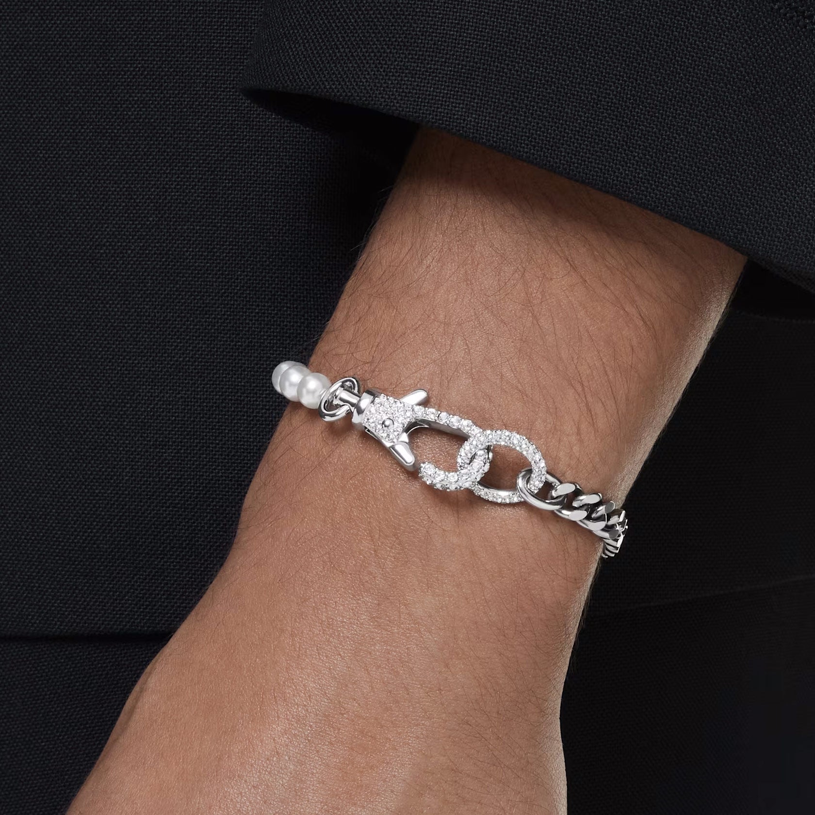 SWAROVSKI dexteraシリーズ クリスタル パール ブレスレット☺︎ Swarovski Dextera bracelet, Pavé, Crystal pearl, White, Rhodium