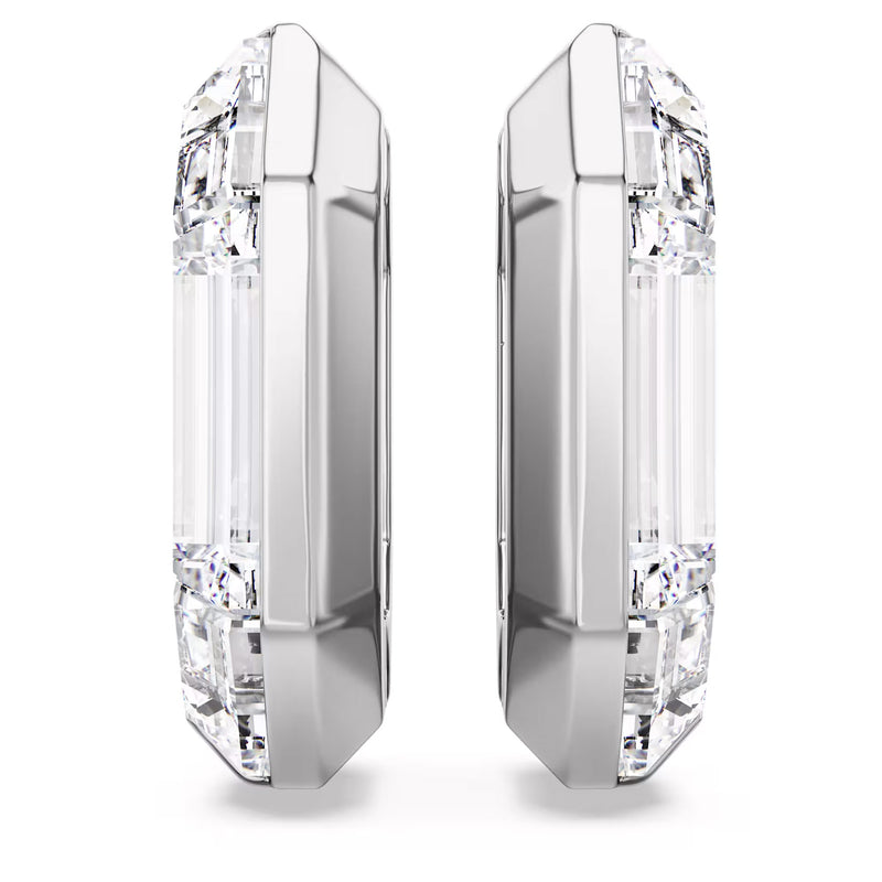 Swarovski Lucent hoop earrings, Octagon shape, Small, White