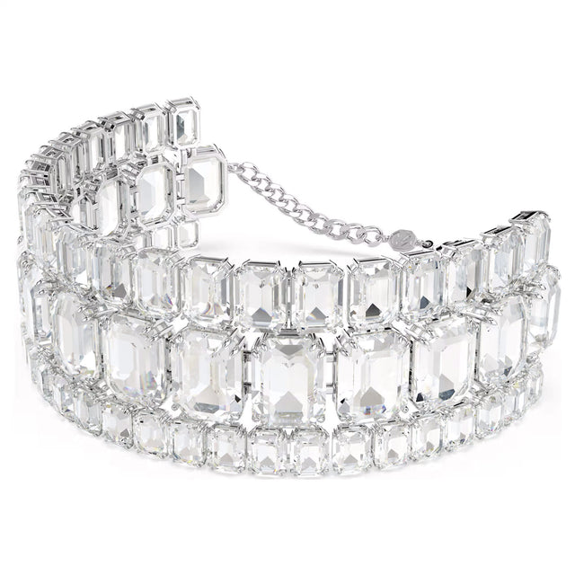 Swarovski Millenia large choker, Octagon cut, White, Rhodium plated
