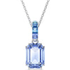 Swarovski Millenia pendant, Octagon cut, Blue, Rhodium plated