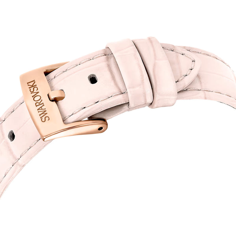 Swarovski Matrix Tennis Chrono watch, Swiss Made, Leather strap, Pink, Rose gold-tone finish