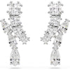 Swarovski Matrix drop earrings, Mixed cuts, White, Rhodium plated
