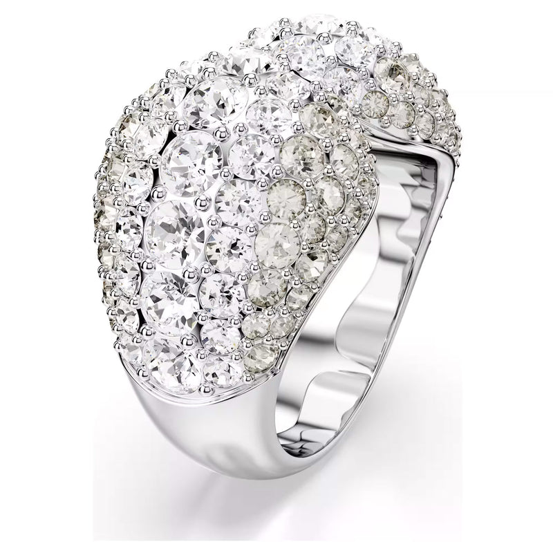 Swarovski Sublima cocktail ring, Round cut, White, Rhodium plated