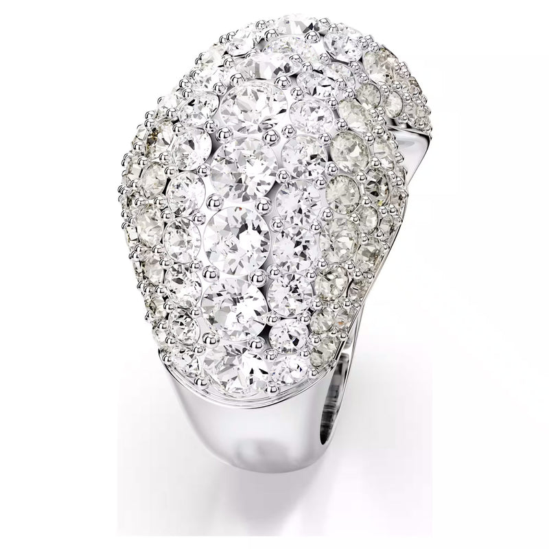 Swarovski Sublima cocktail ring, Round cut, White, Rhodium plated