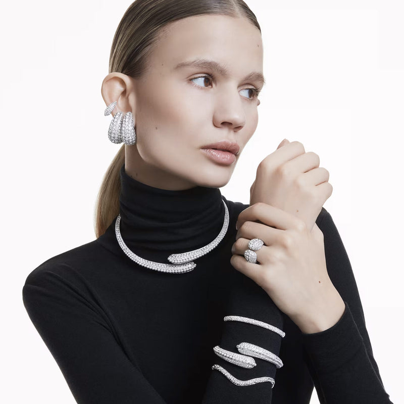 Swarovski Sublima cocktail ring, Round cut, White, Rhodium plated