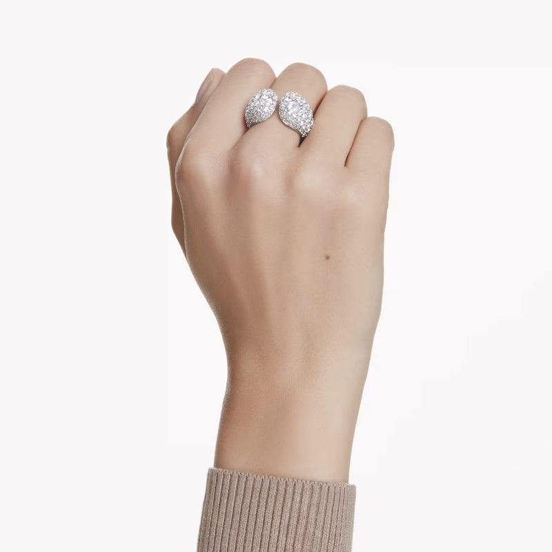 Swarovski Sublima cocktail ring, Round cut, White, Rhodium plated