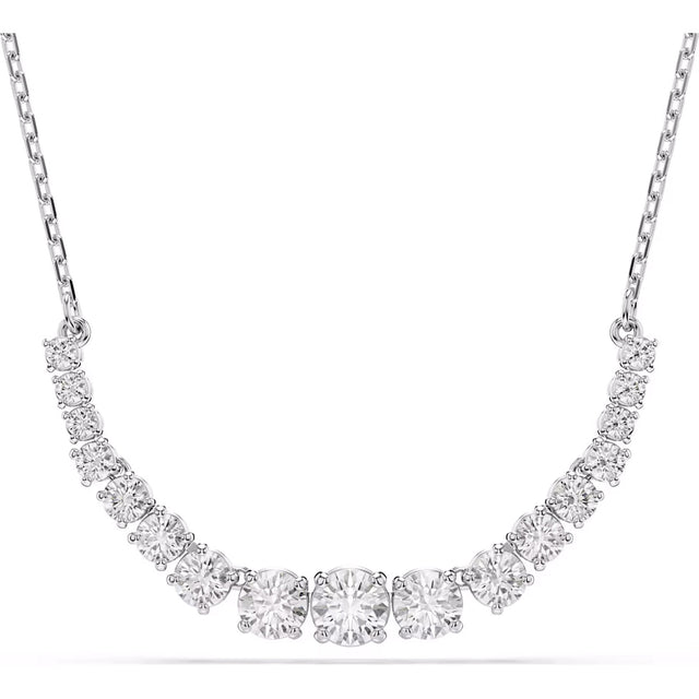 Swarovski Matrix necklace, Gradient of round cuts, White, Rhodium plated