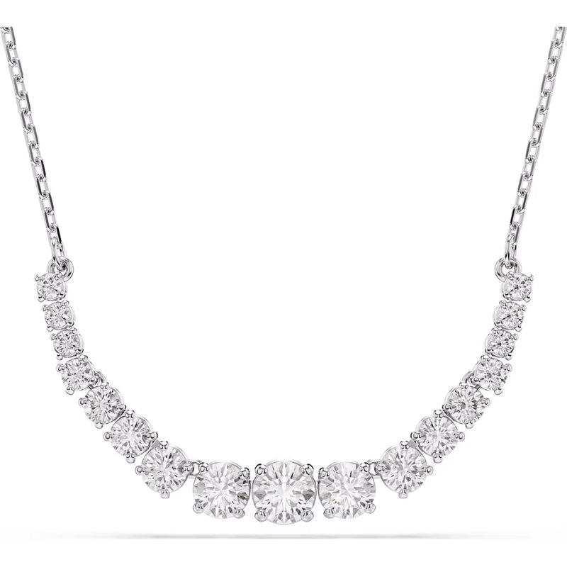 Swarovski Matrix necklace, Gradient of round cuts, White, Rhodium plated