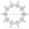 Swarovski Idyllia brooch, Mixed cuts, Snowflake, White, Rhodium plated