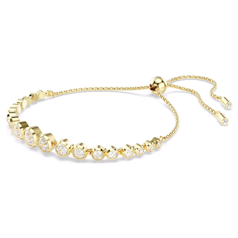 Swarovski Imber Gold Tennis bracelet, Mixed round cuts, White, Gold-tone plated, Medium