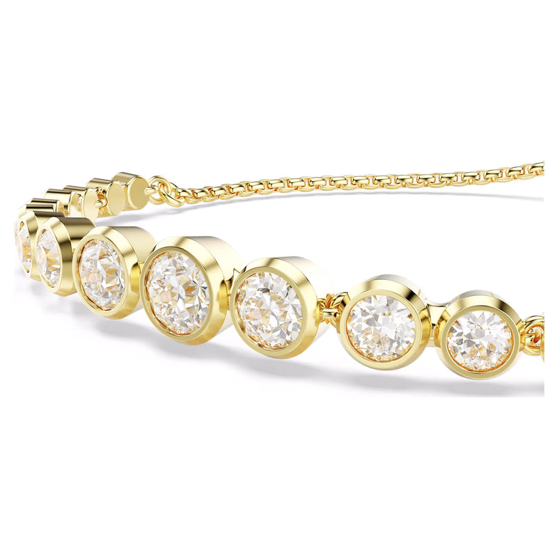 Swarovski Imber Gold Tennis bracelet, Mixed round cuts, White, Gold-tone plated, Medium
