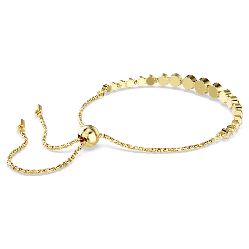 Swarovski Imber Gold Tennis bracelet, Mixed round cuts, White, Gold-tone plated, Medium