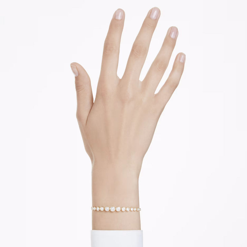 Swarovski Imber Gold Tennis bracelet, Mixed round cuts, White, Gold-tone plated, Medium