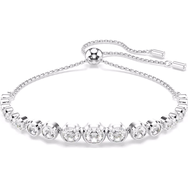 Swarovski Imber Tennis bracelet, Mixed round cuts, White, Rhodium plated, Medium