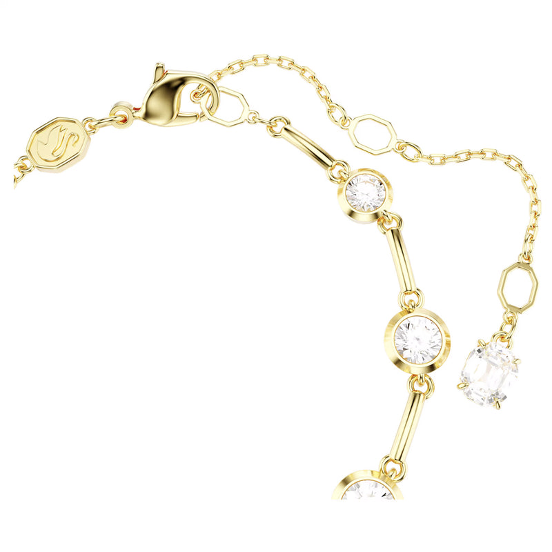 Swarovski Imber Tennis gold bracelet, Mixed round cuts, White, Gold-tone plated, Medium