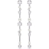Swarovski Constella drop earrings, Crystal pearl, Round cuts, White, Rhodium plated