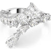 Swarovski Matrix ring, Size 60, Mixed cuts, White, Rhodium plated