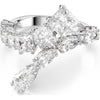 Swarovski Matrix ring, Size 55, Mixed cuts, White, Rhodium plated