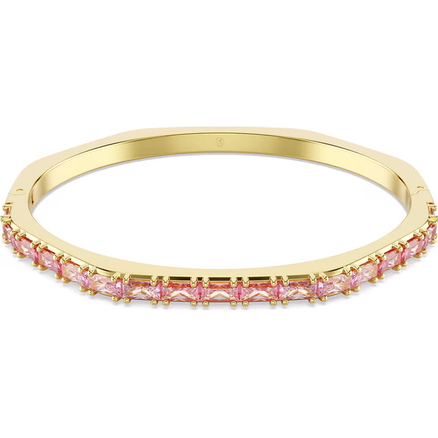 Swarovski Matrix bangle, Baguette cut, Pink, Gold-tone plated, Medium