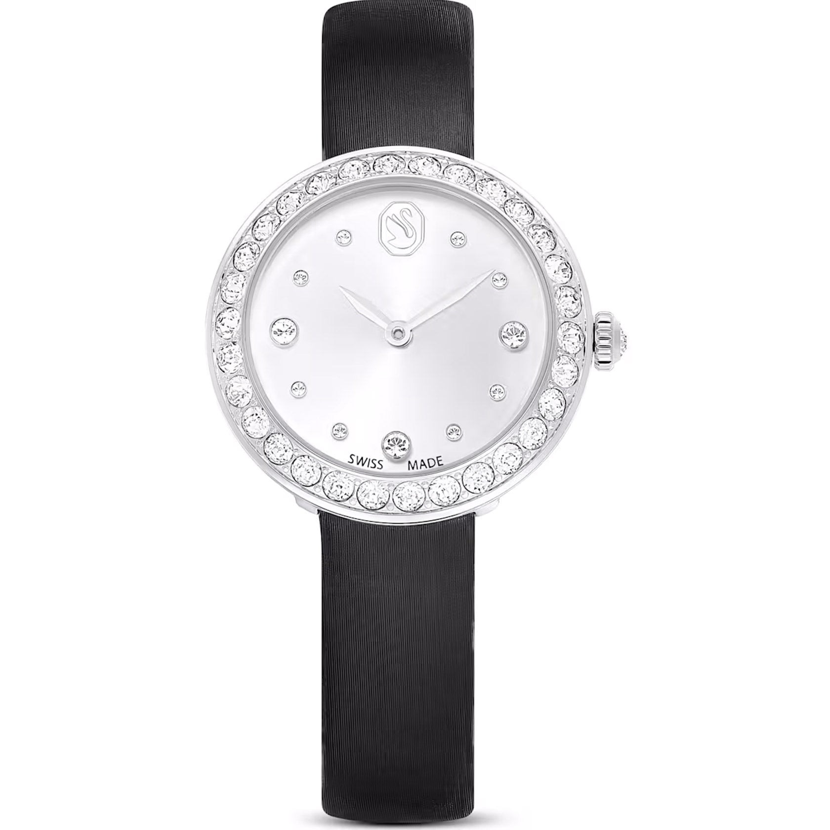 Swarovski Matrix Tennis watch, Swiss Made, Leather strap, Black