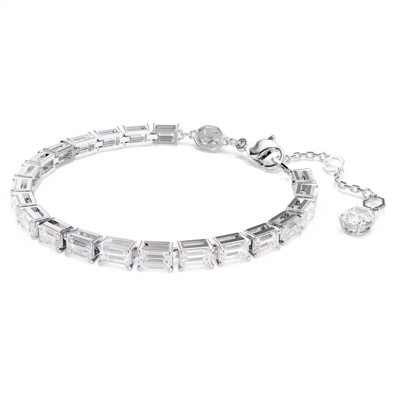 Swarovski Matrix Tennis bracelet, Baguette cut, White, Rhodium plated