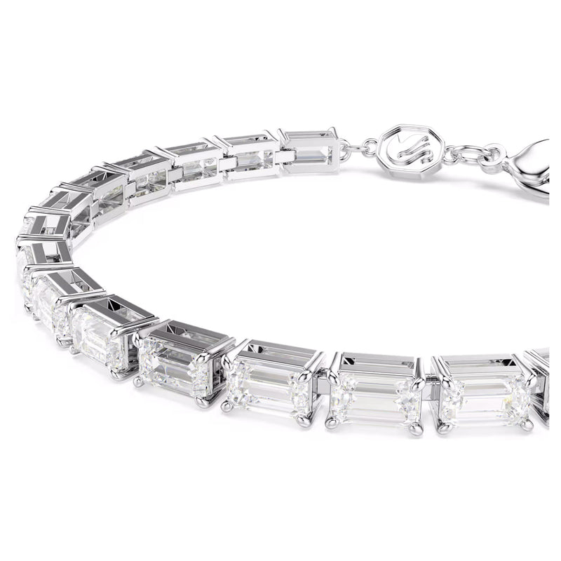 Swarovski Matrix Tennis bracelet, Baguette cut, White, Rhodium plated