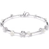 Swarovski Constella Tennis bracelet, Crystal pearl, Round cuts, White, Rhodium plated, Medium