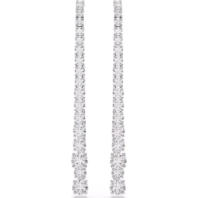Swarovski Matrix drop earrings, Gradient of round cuts, White, Rhodium plated