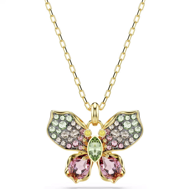 Swarovski Idyllia pendant, Mixed cuts, Pavé, Butterfly, Multicolored, Mixed metal finish