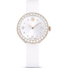 Swarovski Matrix Tennis watch, Swiss Made, Leather strap, White, Champagne gold-tone finish