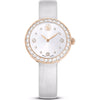 Swarovski Matrix Tennis watch, Swiss Made, Leather strap, Gray, Rose gold-tone finish