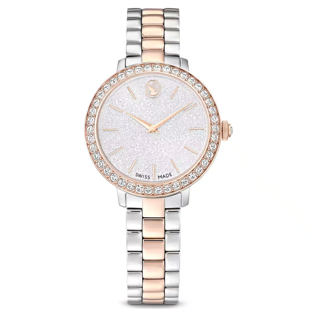 Swarovski Watch, Swiss Made, Metal bracelet, Silver tone, Rose gold-tone finish