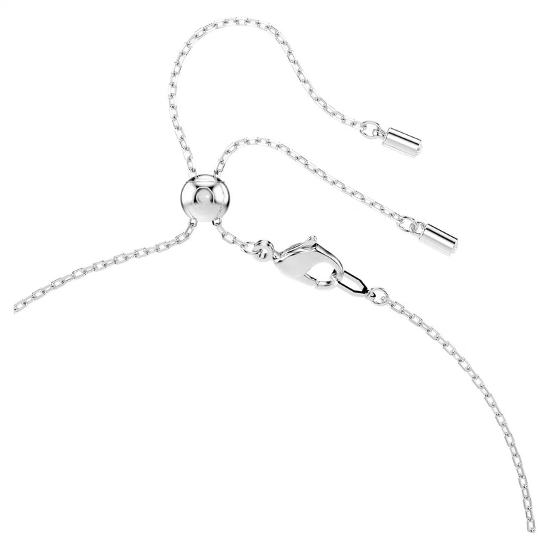 Swarovski x Ariana Grande Capsule Y necklace Crystal pearl, Mixed cuts, Heart, White, Rhodium plated